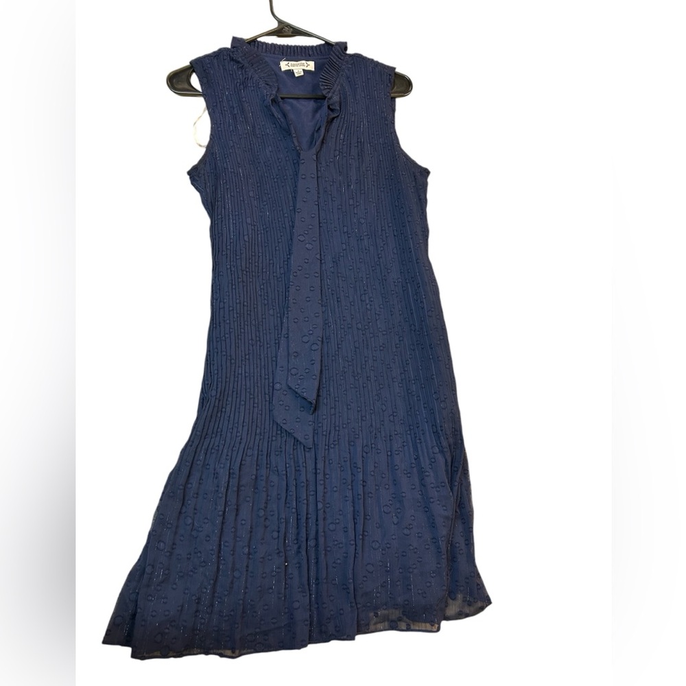 COPY - Nanette Lapore Navy Midi Dress - Sparkle Polka Dots Donny Neck Tie Size 2
